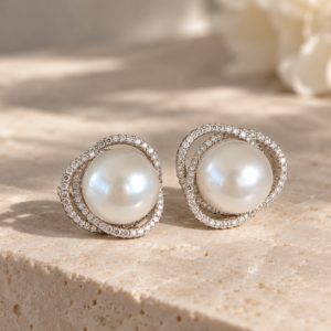 Freshwater pearl stud earrings 14 mm